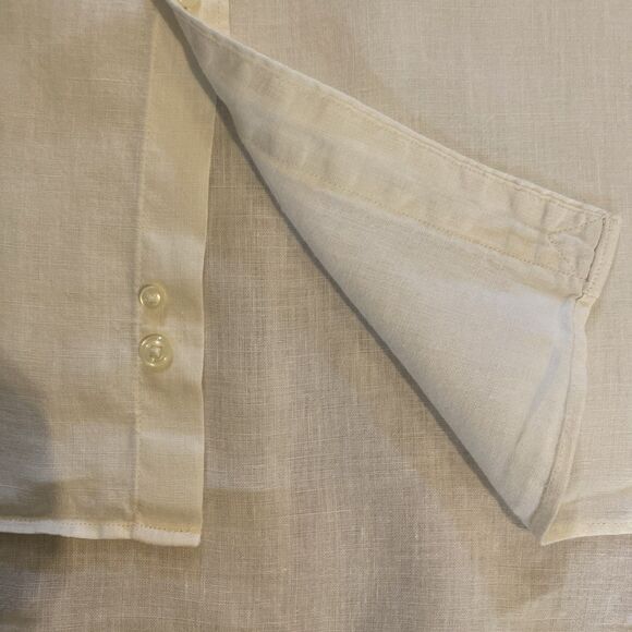 Eddie Bauer 100% Linen Men's XXL‎ /2XL Button Down Long Sleeve Shirt Ivory Beige - Picture 6 of 9